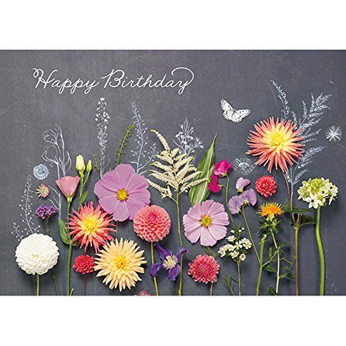 Wildflowers on Black Background Birthday Card 