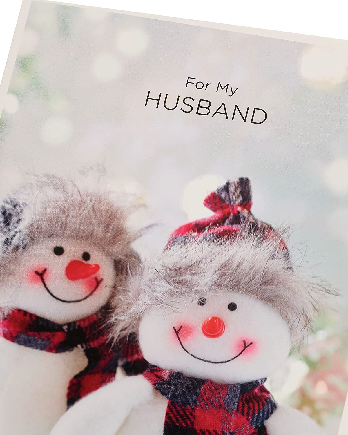 Husband Christmas Card Snowmen Wearing Tartan Scarves