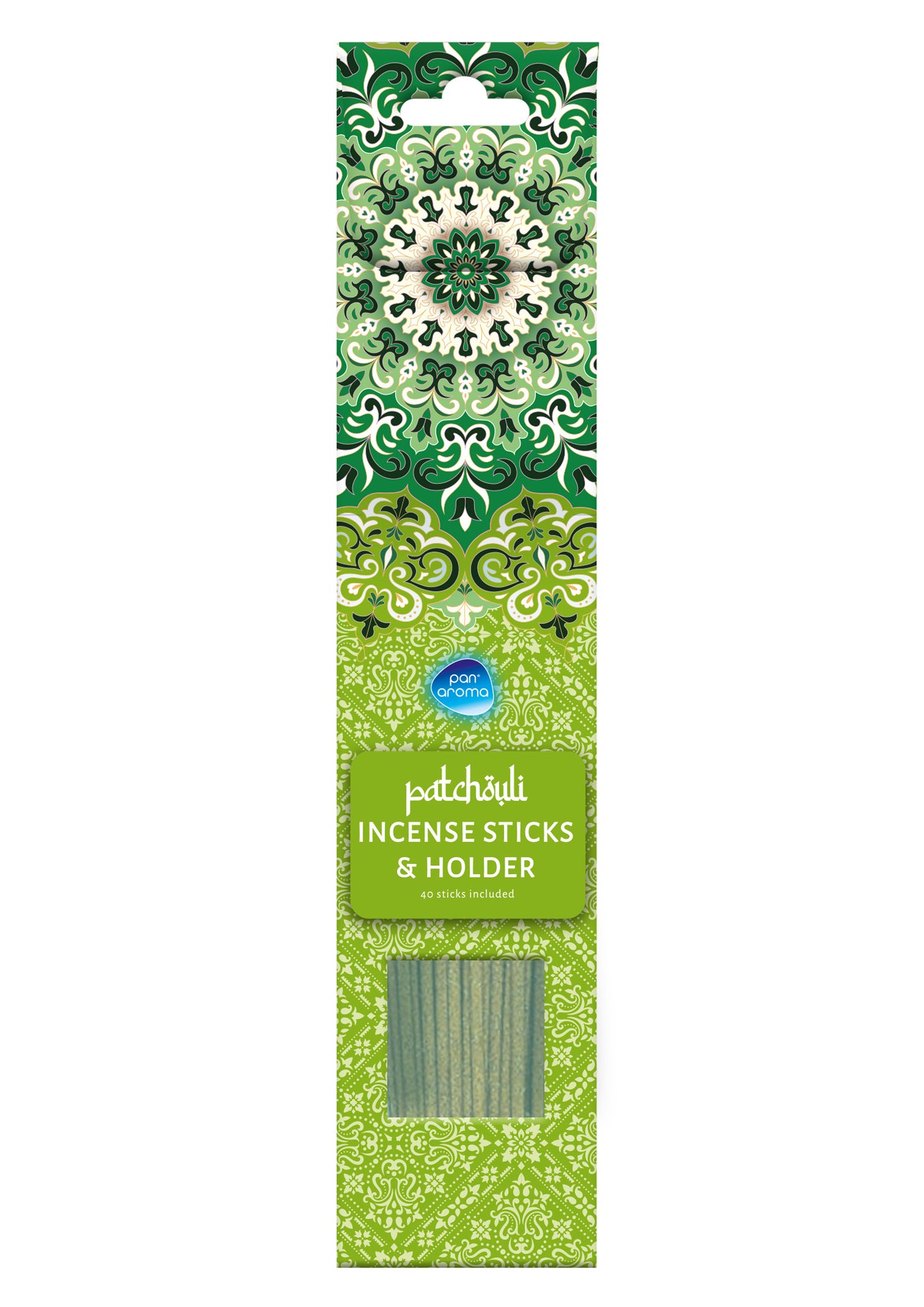 Pack of 40 Patchouli Incense Sticks & Holder