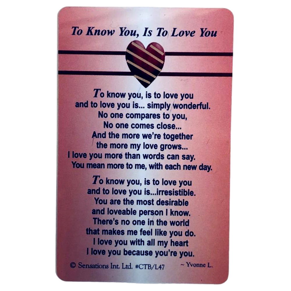 Is To Love You Sentimental Keepsake Wallet / Purse Greeting Card