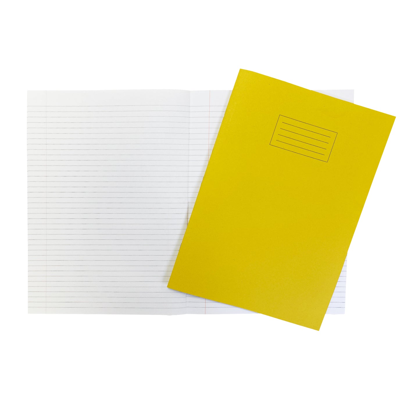 Pack of 10 Janrax A4+ Yellow 48 Page Feint Ruled and Margin Exercise Books WF Paper with 225gsm Manilla Cover 240x340mm Workbook