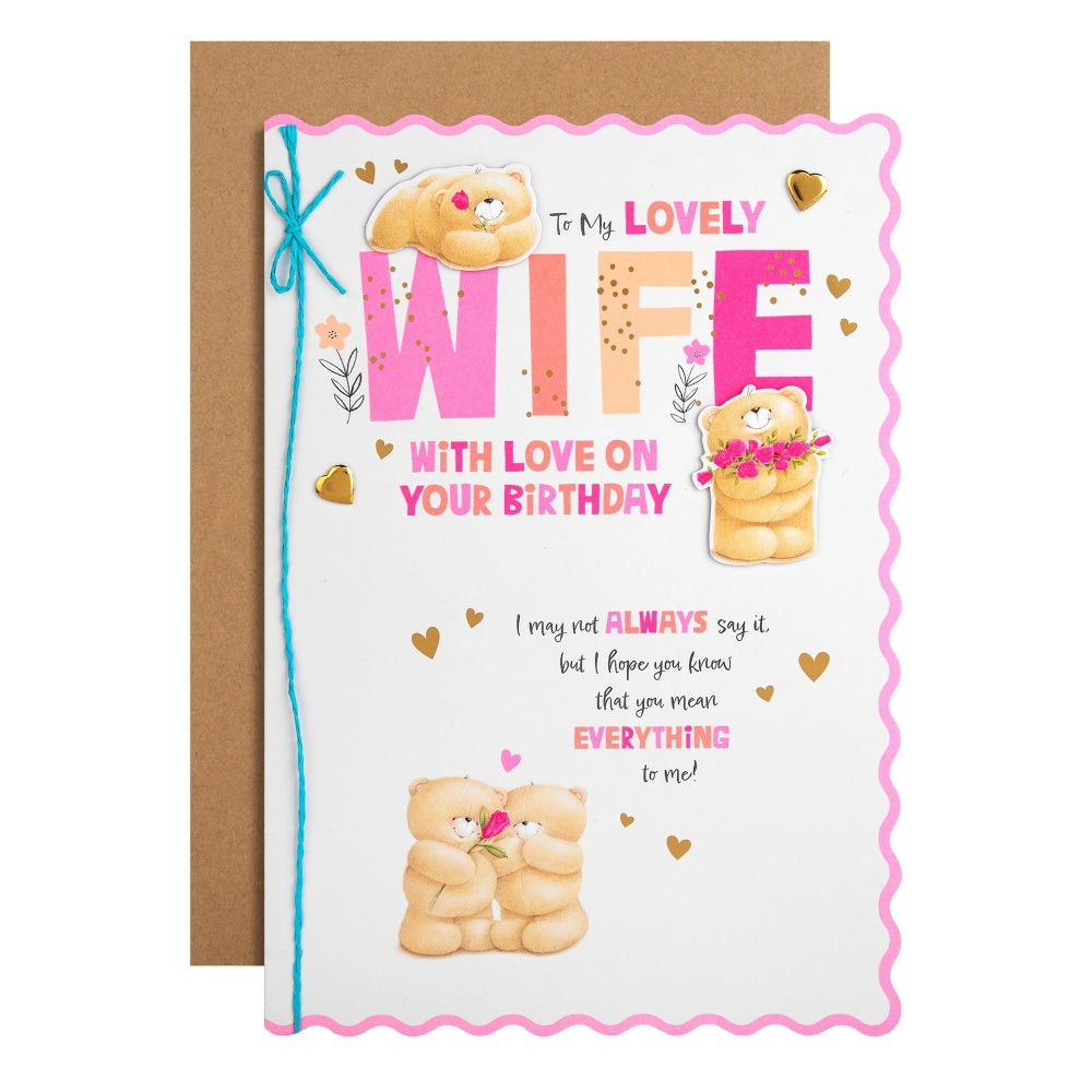Cute Forever Friends & Hearts Design Wife Birthday Card