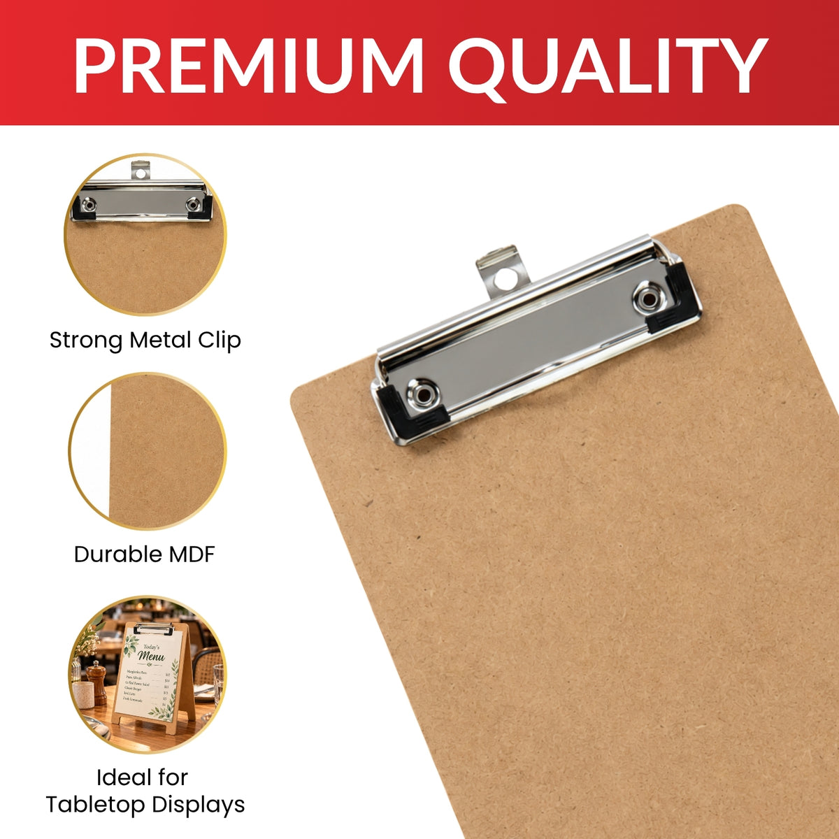 Pack of 12 A5 5mm Thick Wooden Stand Folding Menu Clipboards