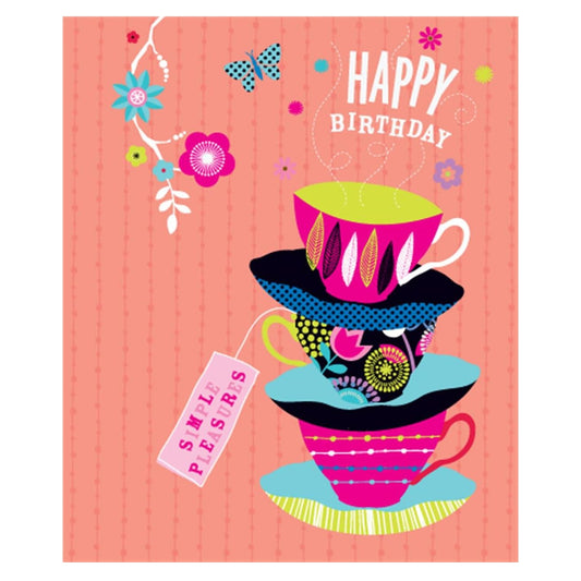  Neon Birthday Card Cups and Saucers Design  Simple Pleasures