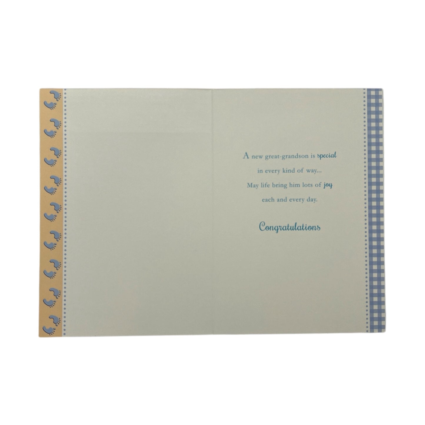 On Birth Of New Baby Great Grandson Traditional Blue Design Congratulations Card