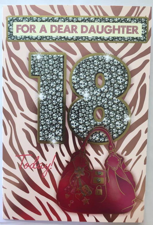 Daughter Age 18 Today! Morden Fashion Sentiment Verse 18th Birthday Greeting Card
