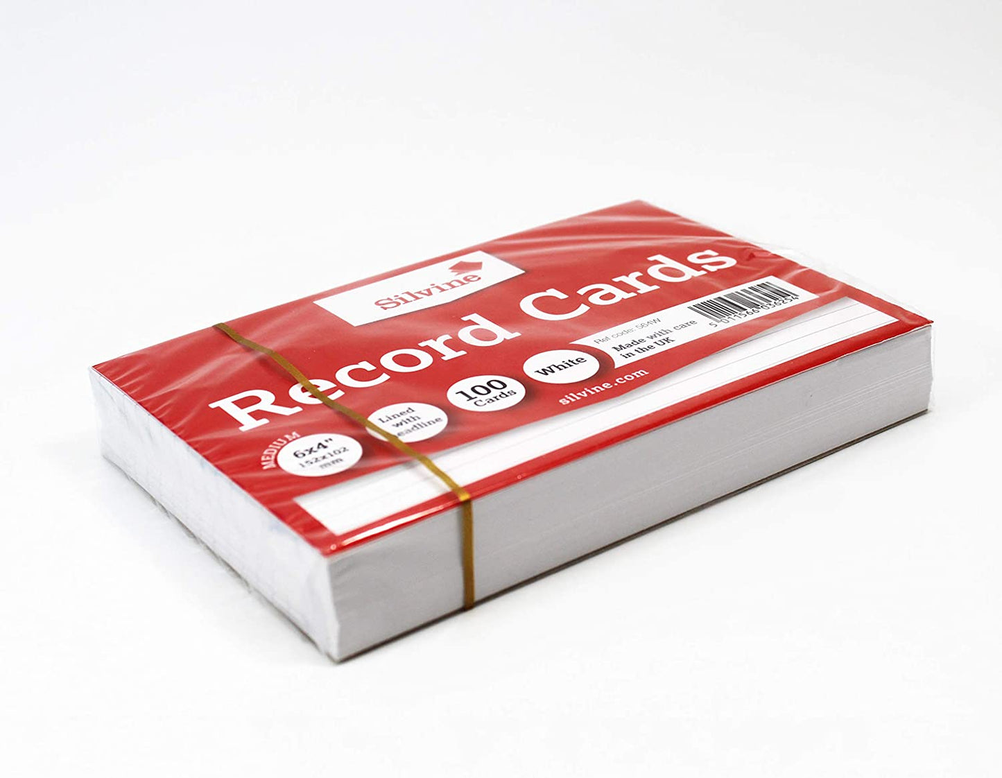 Pack of 100 6 x 4" Feint Ruled White Record Cards