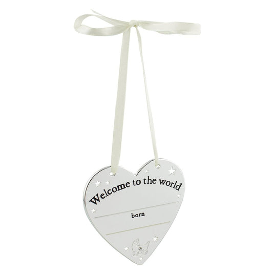 Bambino New Baby Silverplated Heart Plaque "Welcome to the World"