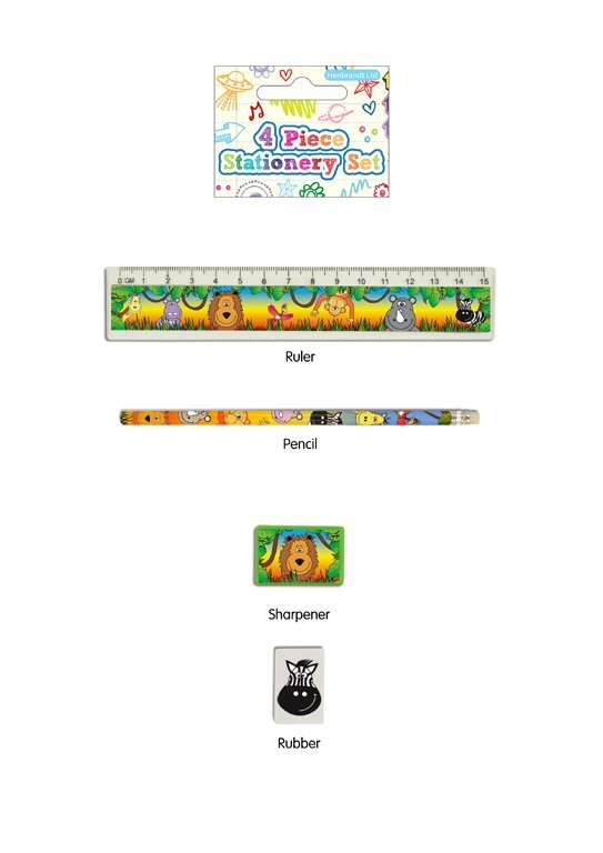 4 Pieces Jungle Stationery Set