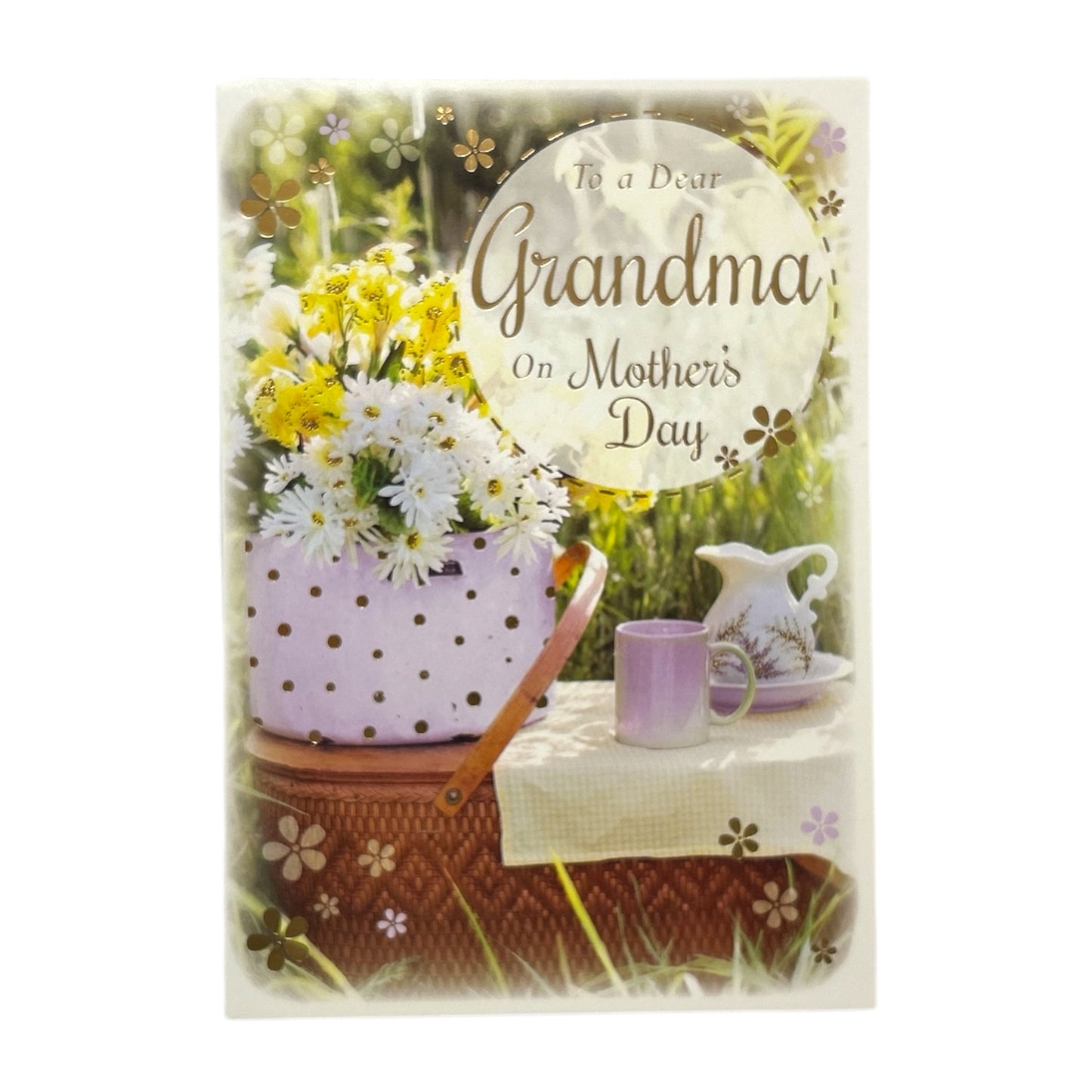 To Dear Grandma Basket of Yellow and White Flowers Design Mother's Day Card