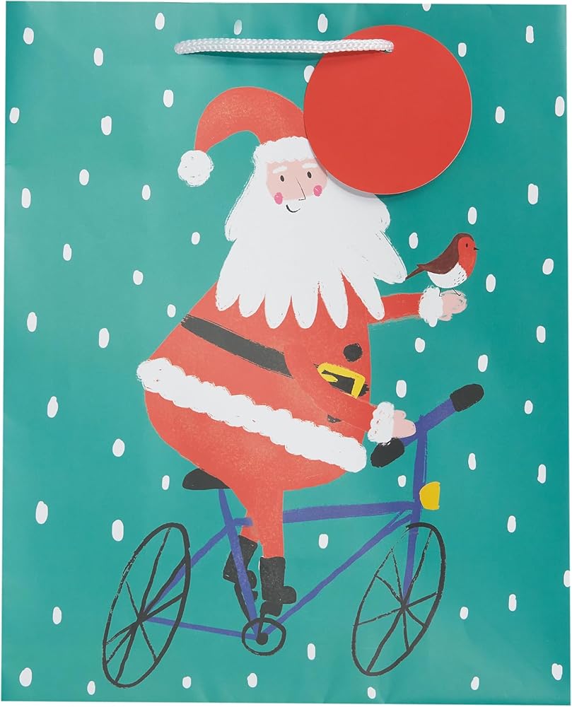 Jolly Santa & Bike Design Multipack of 6 Large Gift Bags for Him/Her/Friend Christmas