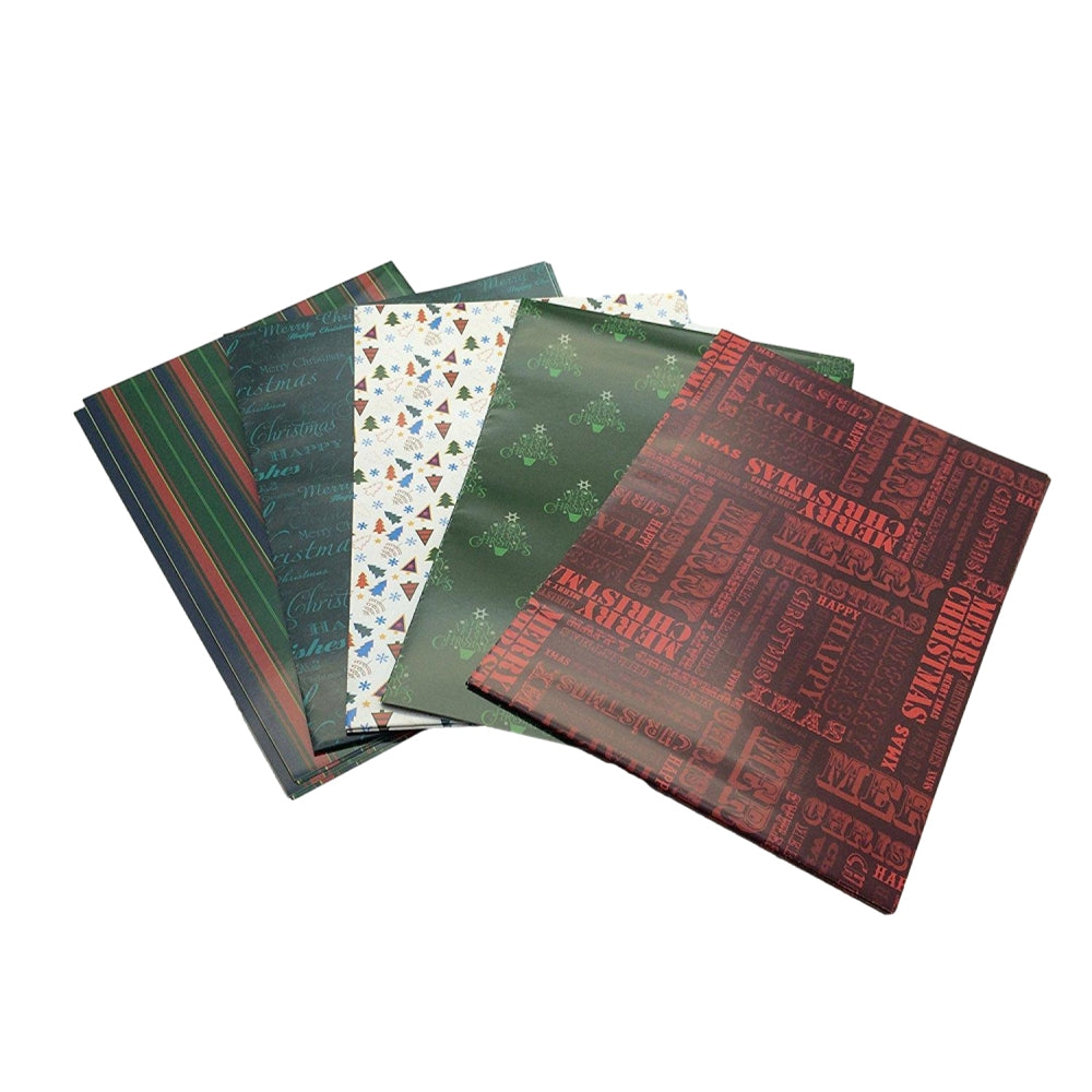 10 Sheet of Mix Designer' Soft touch Foiled Christmas Giftwrap