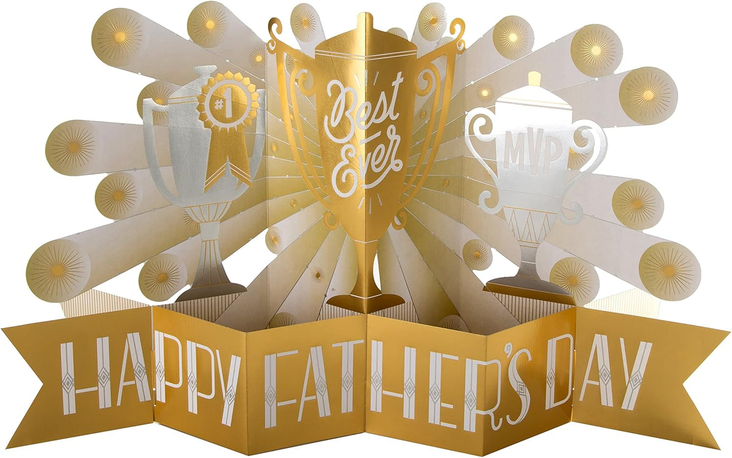 3D Pop Up 'Best Ever' Trophy Design Jumbo Father's Day Paper Wonder Card