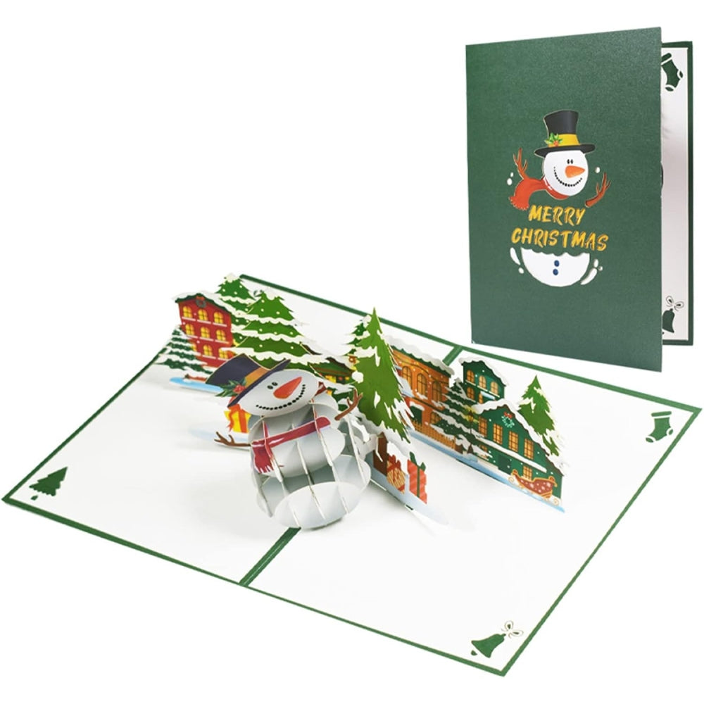 Snowman & Winter Village 3D Pop Up Christmas Card