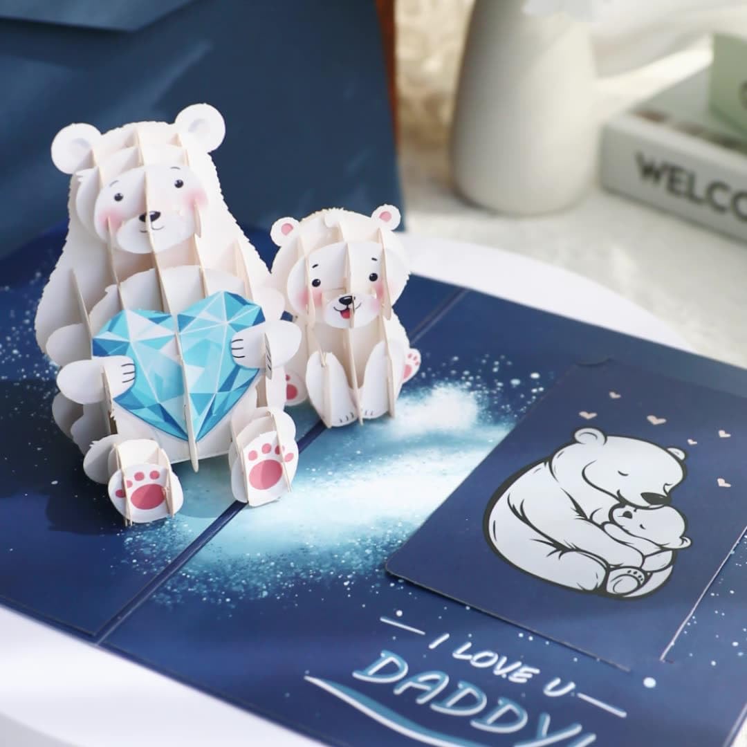 I Love You Daddy Polar Bear 3D Pop Up Father's Day Card