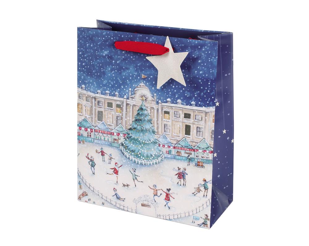 Pack of 12 Winter Village Design Medium Christmas Gift Bags