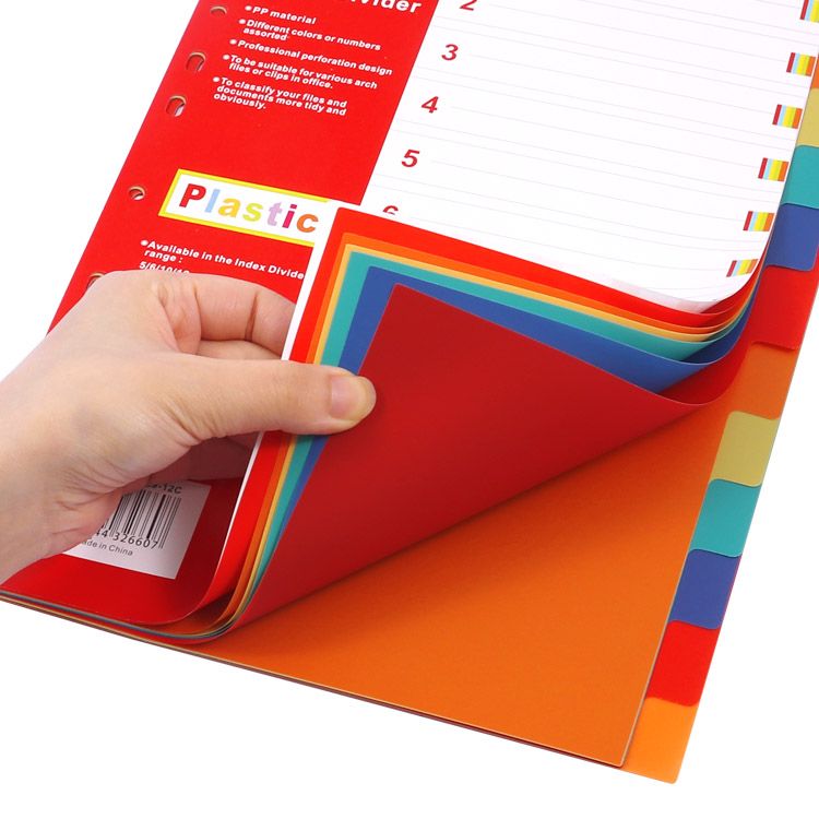 A4 Multicolour 10 Part Tab Dividers with Writable Cover for Ring Binders