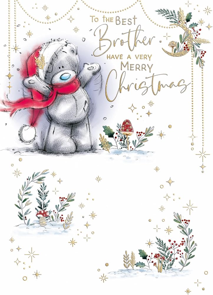 Bear In Hat And Scarf Best Brother Christmas Card