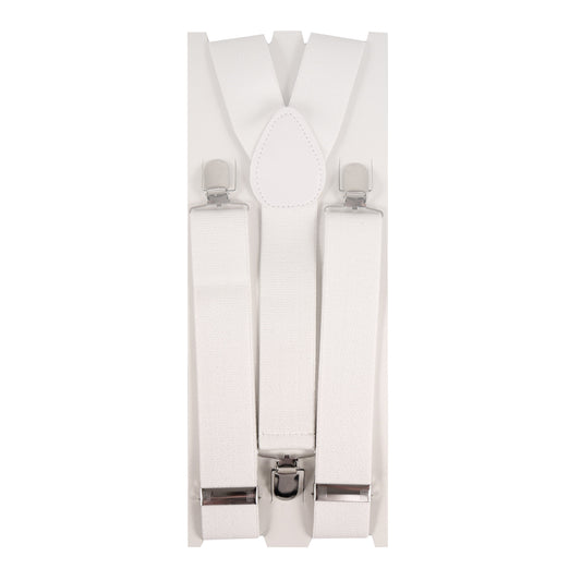X Shape Trouser Braces White With Strong Metal Clips
