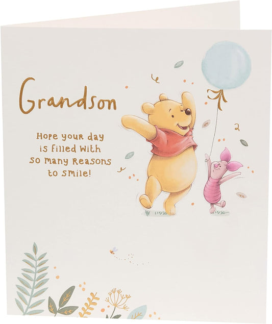 Disney Winnie The Pooh and Piglet with Balloon Grandson Birthday Card