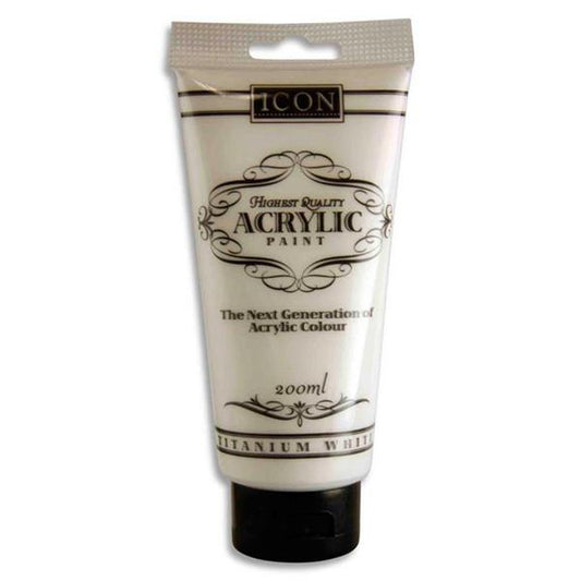 White Acrylic Paint 200ml by Icon Art