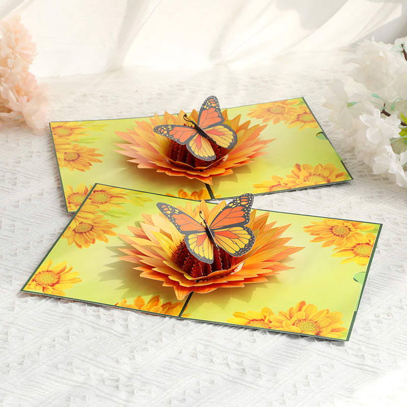 Sunflower Butterfly 3D Pop Up Greeting Card