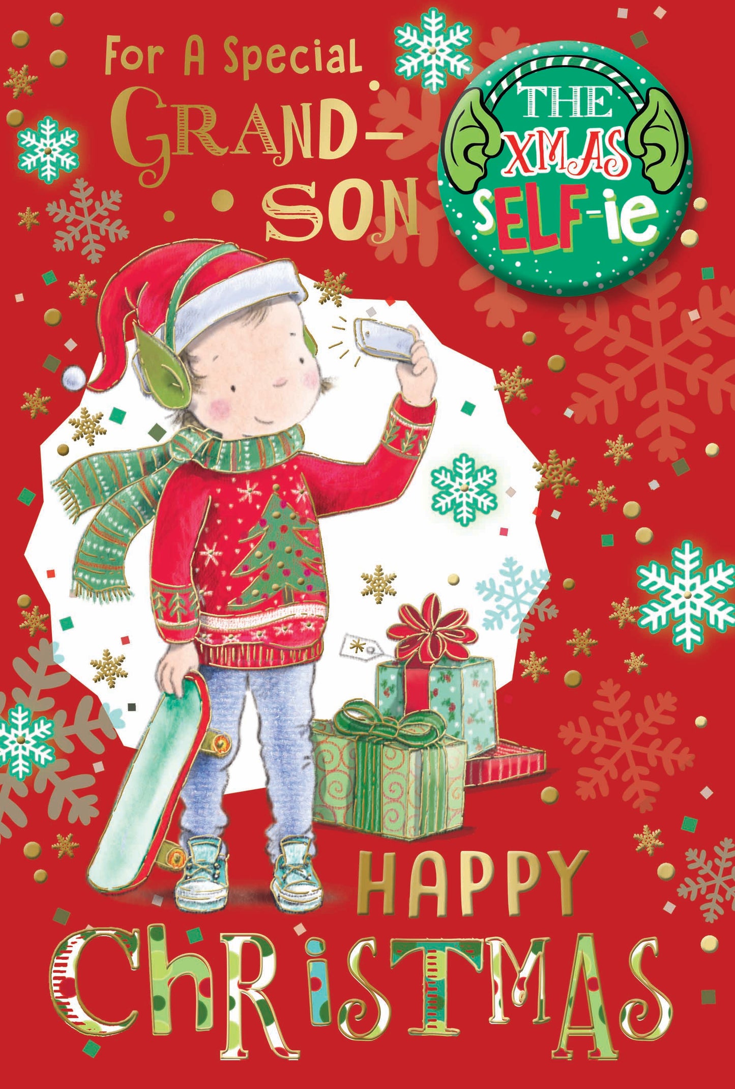 For a Special Grandson Selfie Design Christmas Card