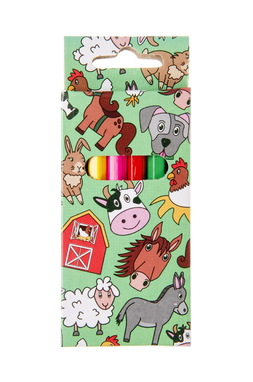 12 Pack of 6 Pieces Farm Animals Colored Pencils 9cm