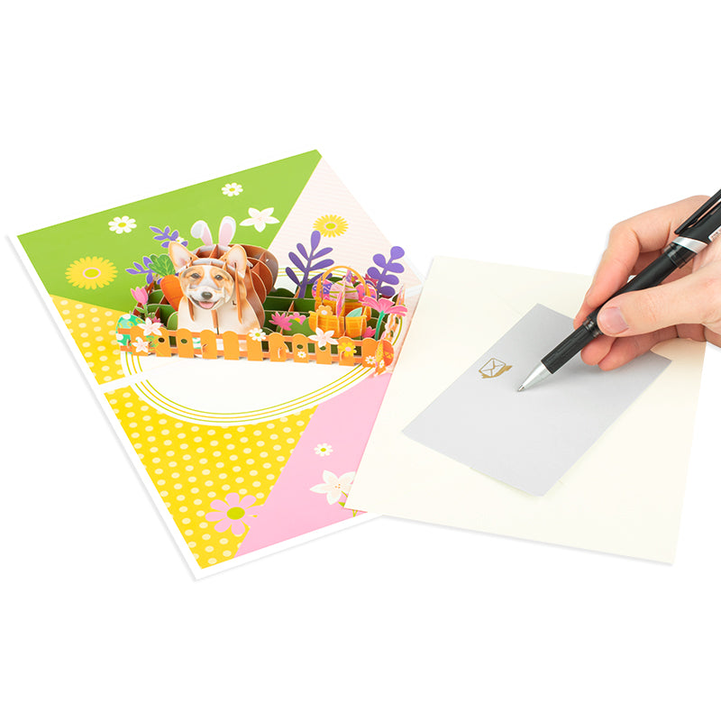 Bloom & Bark Corgi in Bunny Ears 3D Pop Up Easter Card