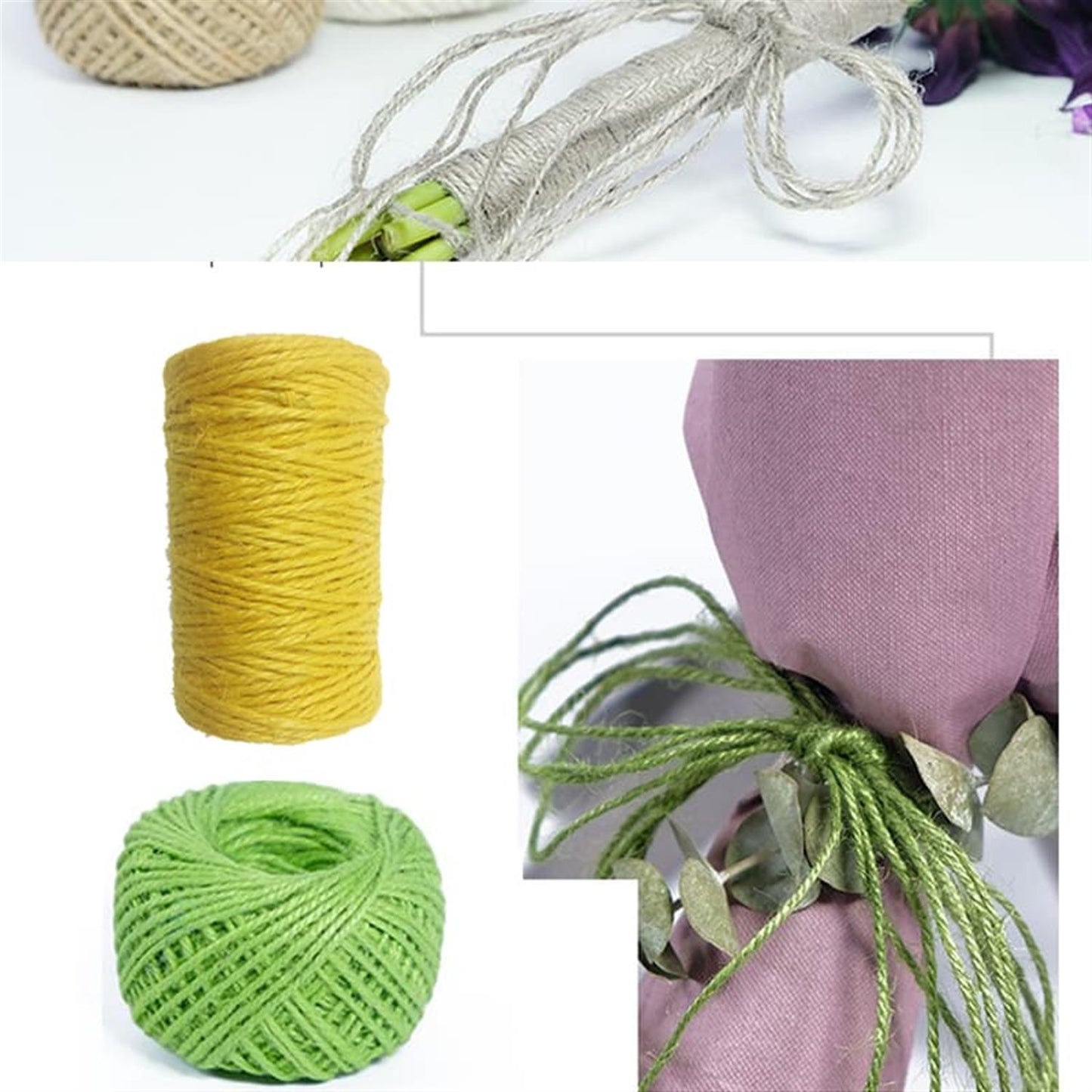 Single 20m DIY Colorful Three Strand Hemp Rope Reel
