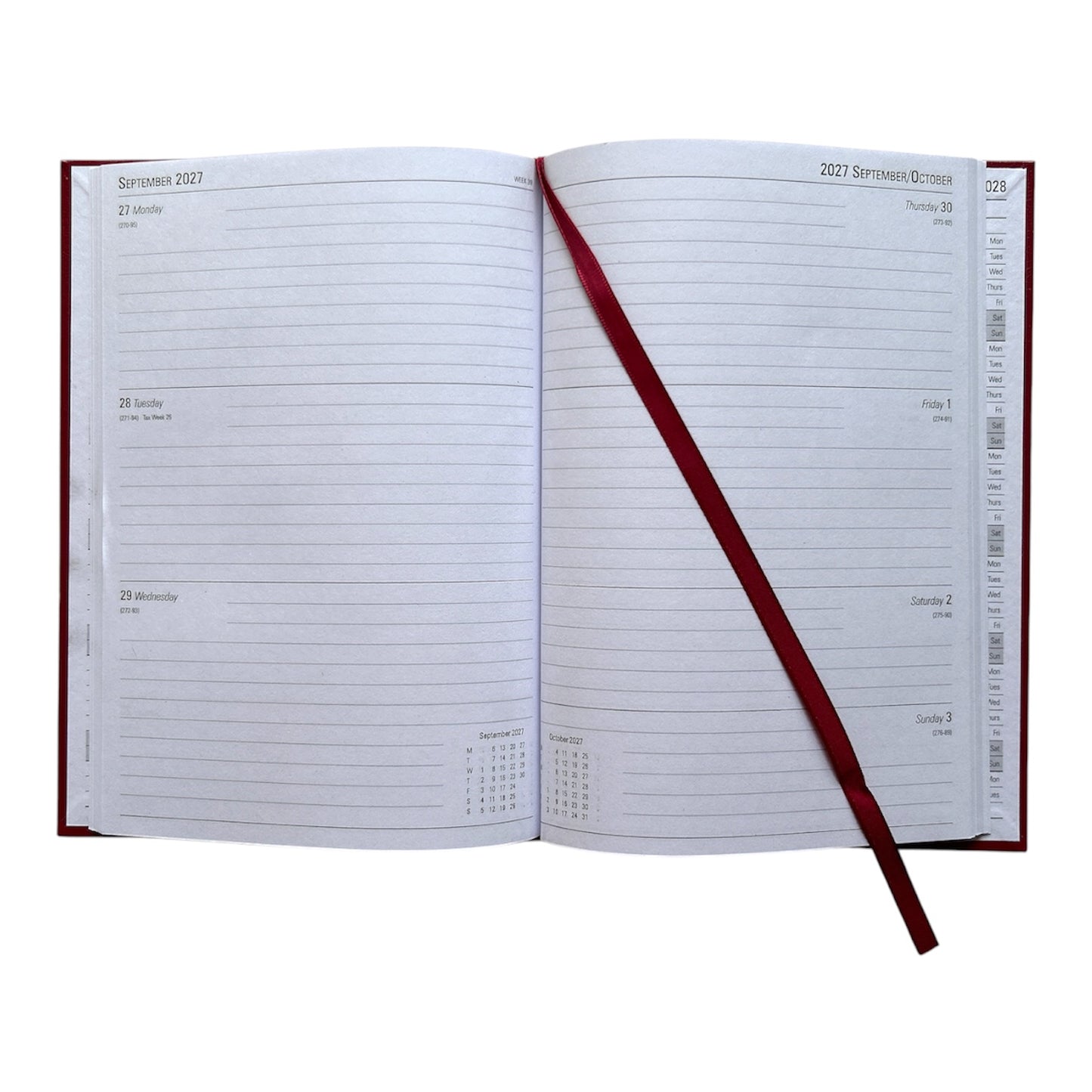 Janrax 2027 A5 Week To View Burgndy Desk Diary