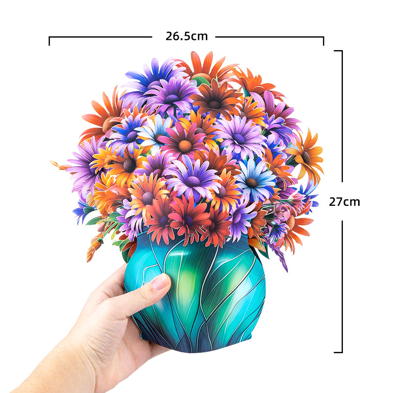 Daisy Delight Vibrant 3D Pop Up Flower Vase Greeting Card - Birthday Anniversary Mother's Valentine's Day