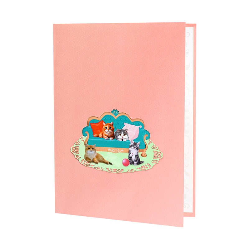 Cat Design Party 3D Pop Up Greeting Card