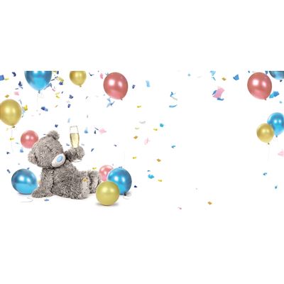 Bear With Champagne Pop Fizz Clink Photo Real Birthday Card