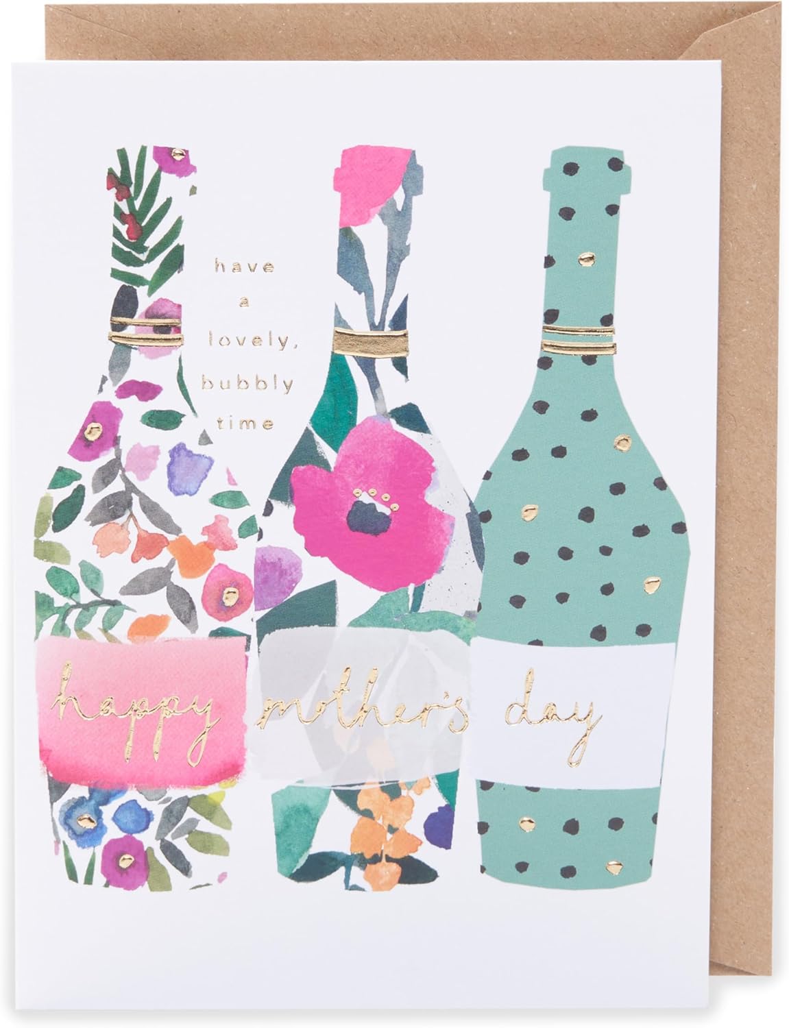 Kindred Floral Wine Bottles Design Blank Mother's Day Card