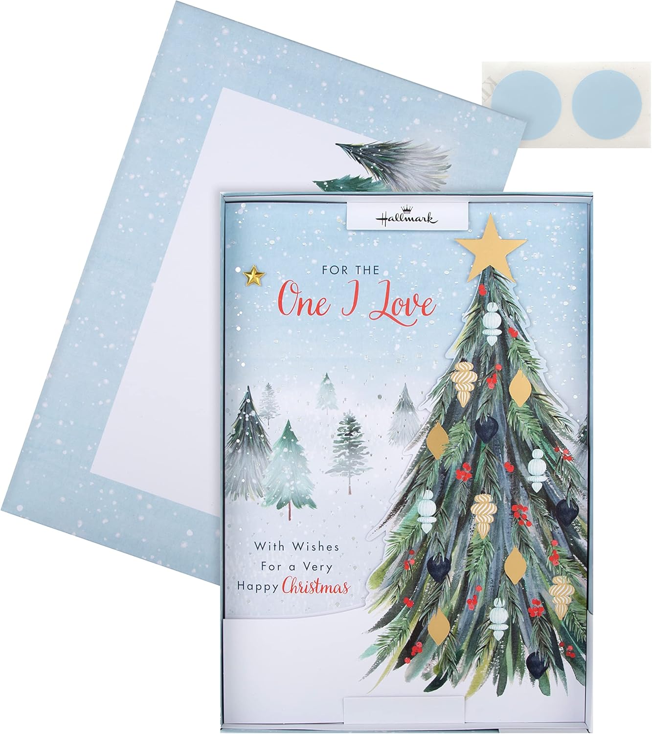 Classic Winter Scene with Tree Design for One I Love Boxed Christmas Card