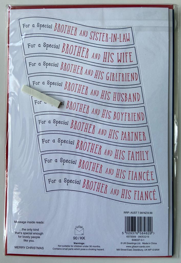 Personalised Brother and Multi Caption Sister in law, Wife, Girlfriend, Wife Christmas Card