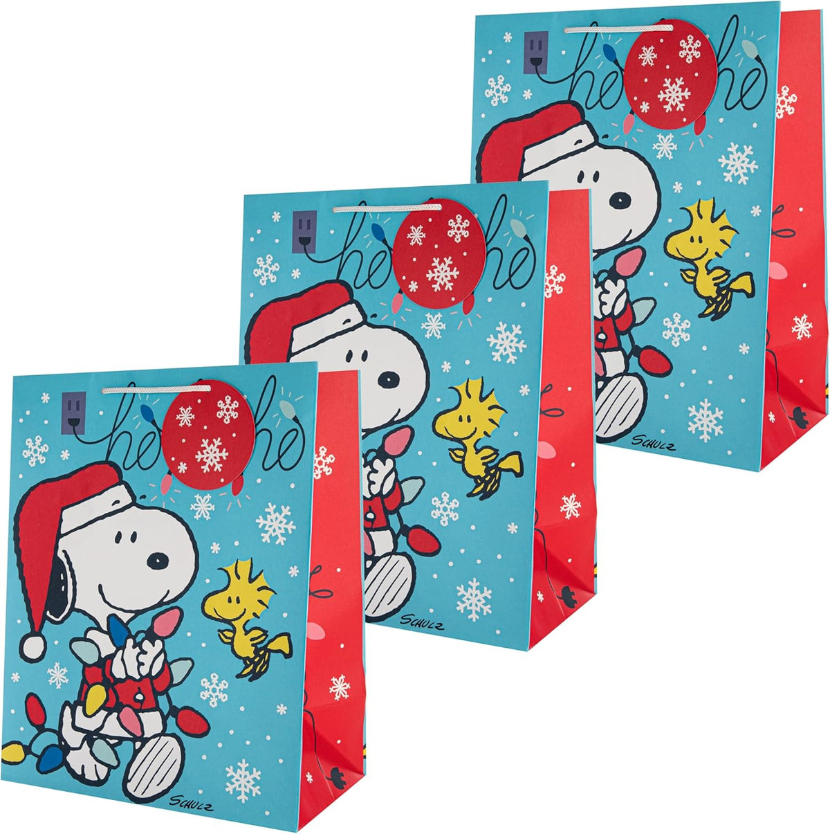 Snoopy & Woodstock 3 Pack Large Christmas Gift Bags