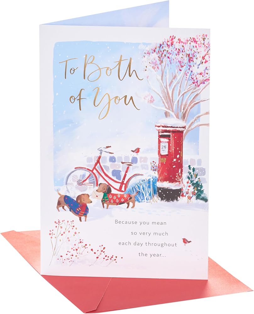 Dogs and Postbox Design Both of You Christmas Card