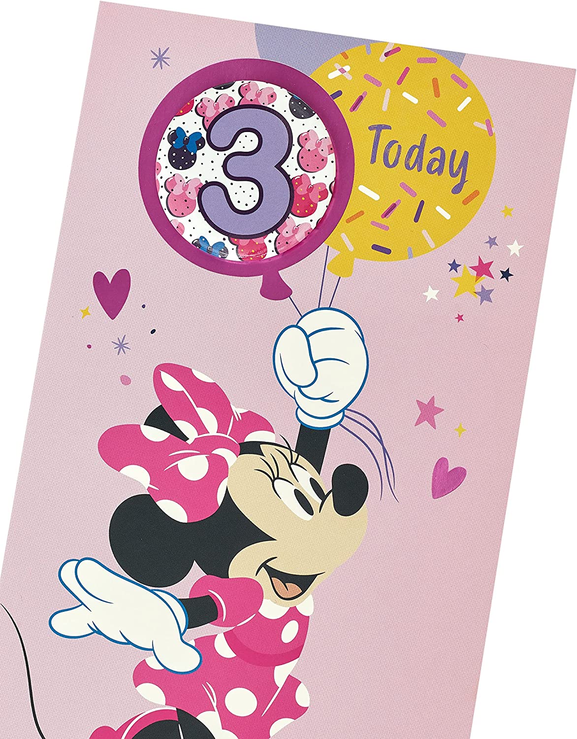 Disney Minnie Mouse Age 3 Birthday Card with Badge