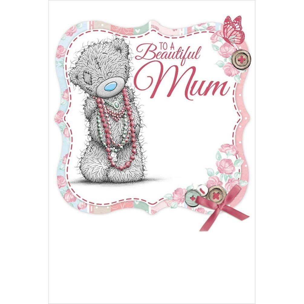 Beautiful Mum Bear Wearing Beads Jewellery Design Mother's Day Card