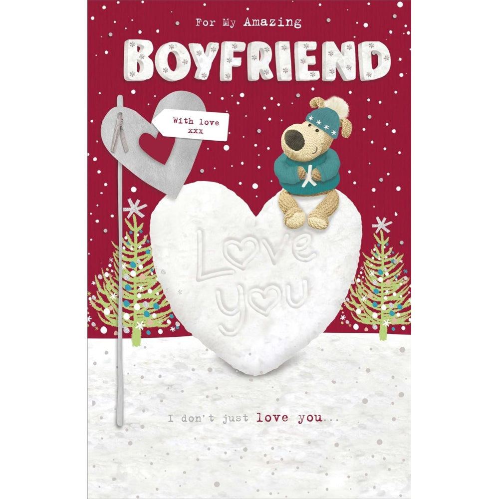 Boofle On Snow Heart Boyfriend Christmas Card