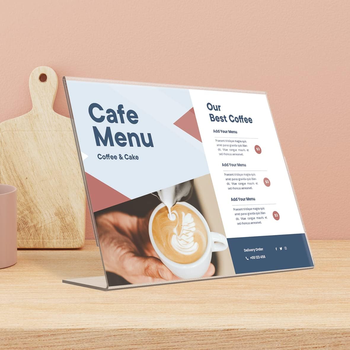 A4 Horizontal Design L-Shape Transparent Acrylic Label Sign Holder