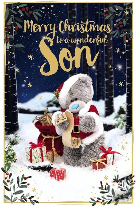 Bear With Christmas List 3D Holographic Son Christmas Card