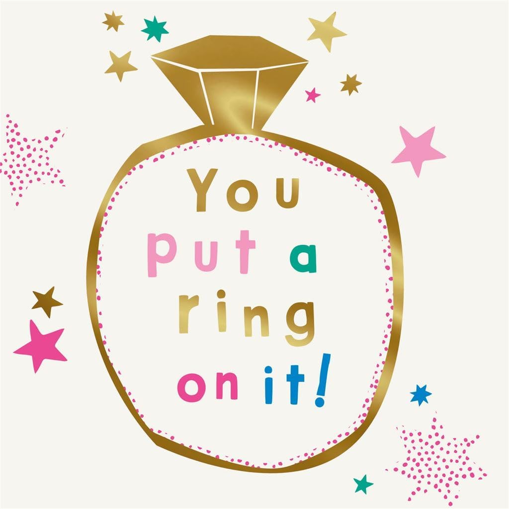 Gold and Pink Stars Design Engagement Congratulations Card