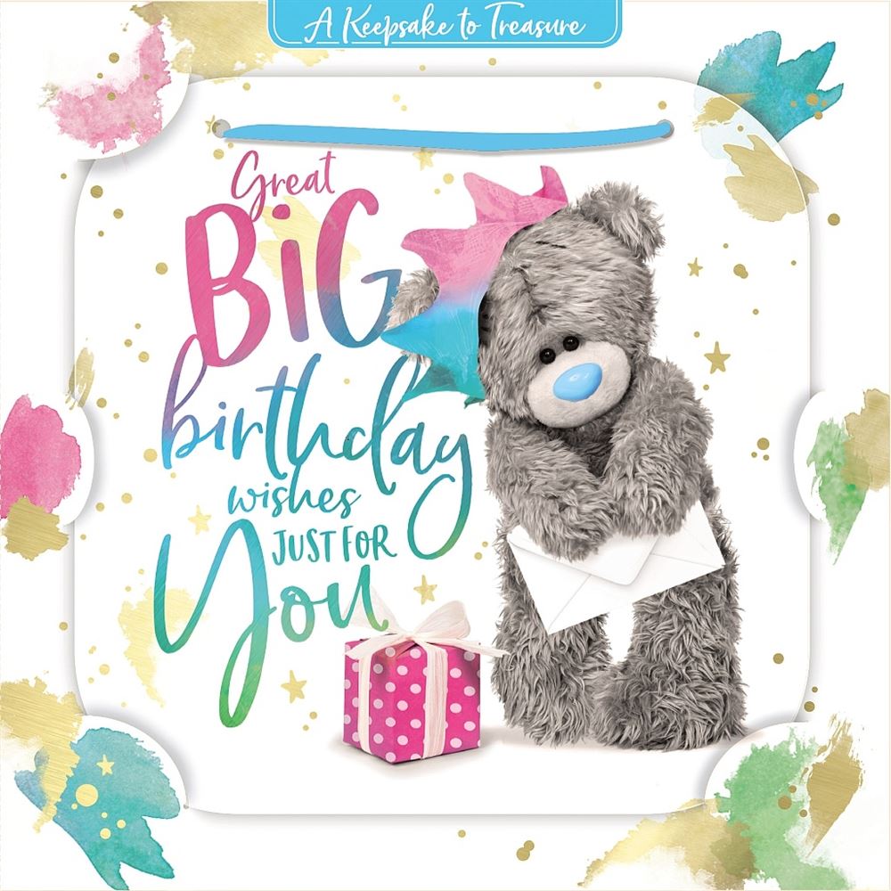 Bear With Card And Gift 3D Luxury Keepsake Open Birthday Card