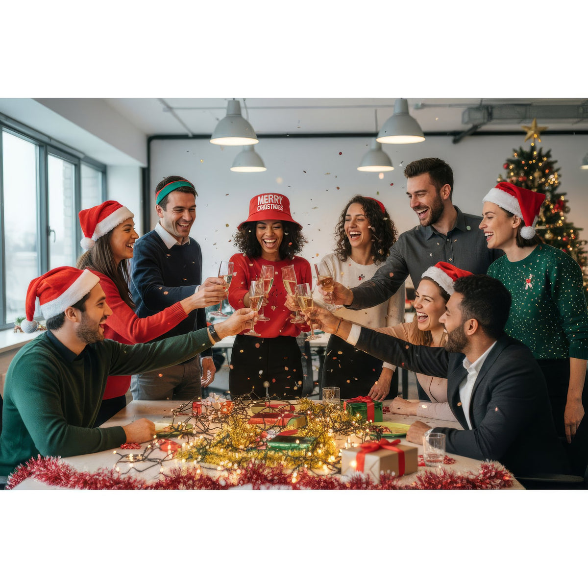 Pack of 3 Merry Christmas Bucket Hats (Adult) - Party Hat Novelty Xmas Fancy Dress Accessory