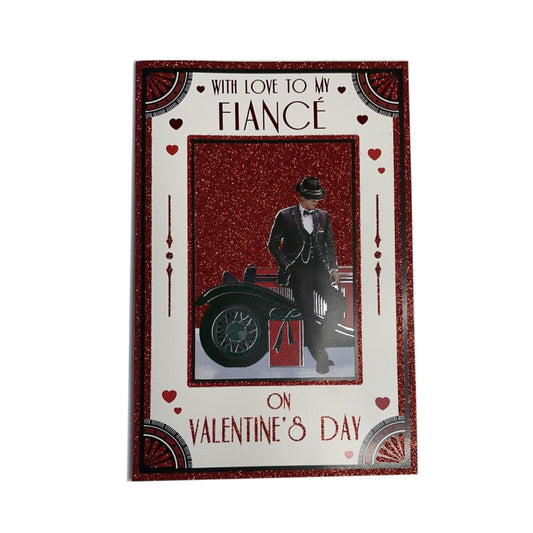 To My Fiance Gentleman With Vintage Car Design Valentine's Day Card