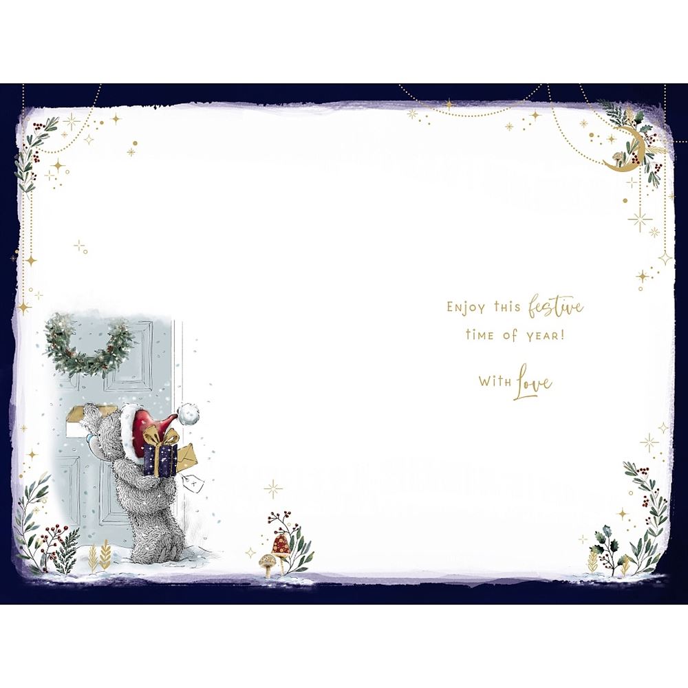 Bear Holding Xmas Wreath Uncle Christmas Card