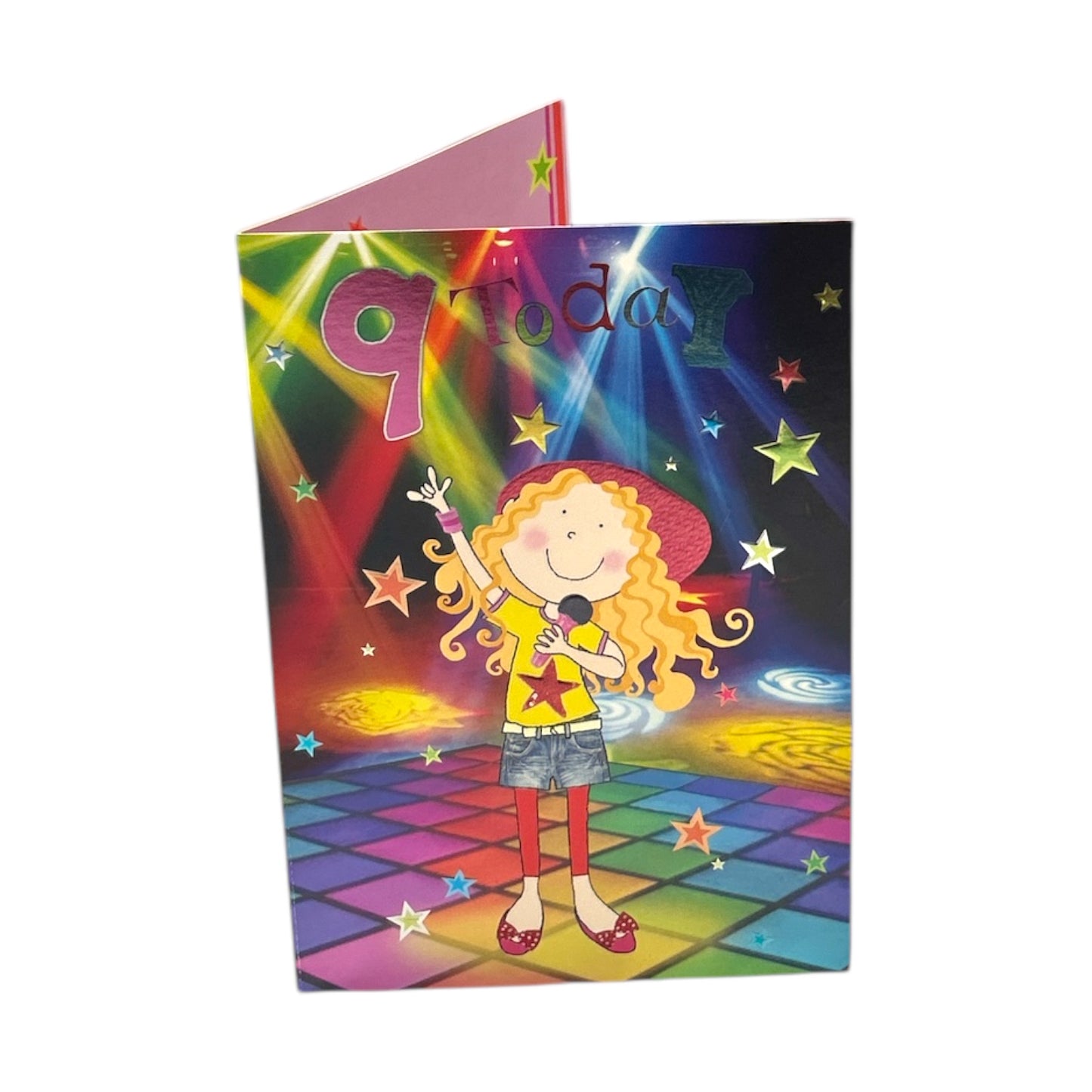 Age 9 Female Juvenile Disco Themed Birthday Card